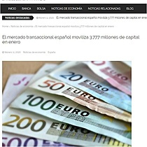 El mercado transaccional espaol moviliza 3.777 millones de capital en enero